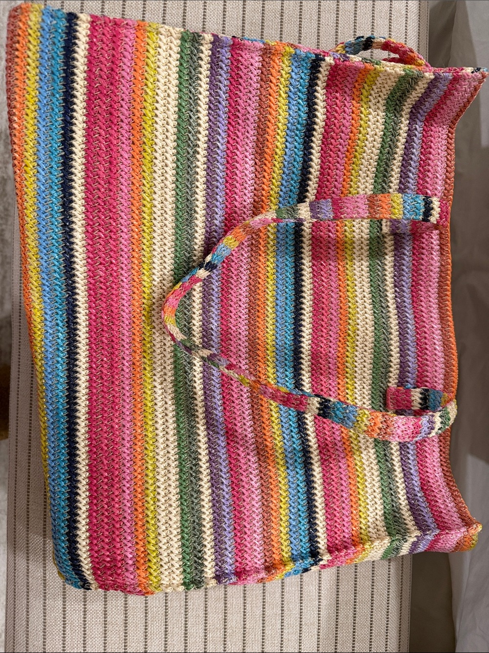 GAP Multicolor Striped Crochet Tote Bag